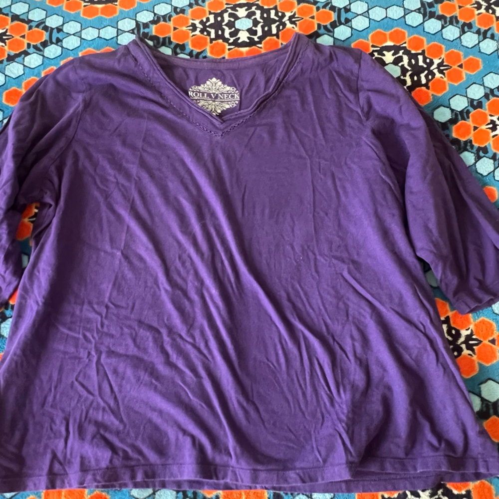 Avenue Purple Long Sleeve Cotton Tee